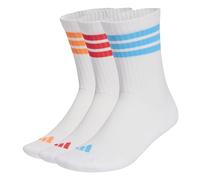 adidas Unisex 3STRIPES CUSHIONED SPORTSWEAR CREW SOCKS 3 PAIR PACK, white/Lucid Orange/lucid red, 2.5-4