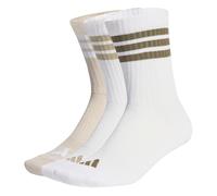 adidas Unisex 3STRIPES CUSHIONED SPORTSWEAR CREW SOCKS 3 PAIR PACK, white/wonder alumina/olive strata, 2.5-4