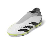 adidas Unisex Accuracy.3 Firm Ground Soccer Shoe, White/Core Black/Lucid Lemon, 3 Big Kid