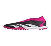 adidas Unisex Predator Accuracy.3 Turf Soccer Shoe, Black/White/Team Shock Pink (Laceless), 14 Women/13 Men