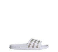 adidas Unisex Adilette Aqua Slide Sandal, White/Platin Metallic/White, 11 US Men