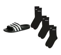 adidas Unisex Adilette Aqua Slides Unisex Linear Crew Cushioned 3 Pairs Crew Socks