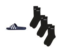 adidas Unisex Adilette Aqua Slides Unisex Linear Crew Cushioned 3 Pairs Crew Socks