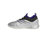 adidas Unisex-Adult Dame 9 Basketball Sneaker, Silver Metallic/Black/Lucid Blue, 6.5 Women/5.5 Men