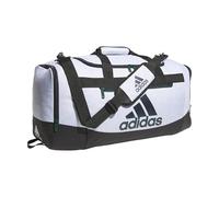 adidas Defender 4.0 Duffel Bag, Jersey White/Legend Ink Blue/Black, Medium (66L), Defender 4.0 Duffel Bag, Durable Athletic Sports Gym Travel Bag for Men and Women