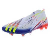 adidas Unisex-Adult Edge.3 Predator Firm Ground Soccer Shoe, Cloud White/Solar Yellow/Power Blue-white, 11.5 Women/10.5 Men