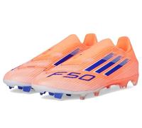 adidas Unisex-Adult F50 League Laceless Firm Ground Sneaker, Beam Orange/Lucid Blue/White, 6.5 Women/5.5 Men