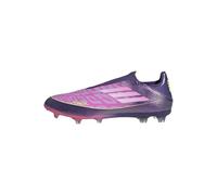 adidas Unisex-Adult F50 League Laceless Firm Ground Sneaker, Unity Purple/White/Lucid Lemon, 12 Women/11 Men