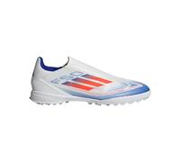 adidas Unisex-Adult F50 League Laceless Turf Sneaker, White/Solar Red/Lucid Blue, 11 Women/10 Men
