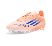 adidas Unisex-Adult F50 Pro Firm Ground Sneaker, Beam Orange/Lucid Blue/White, 10.5 Women/9.5 Men
