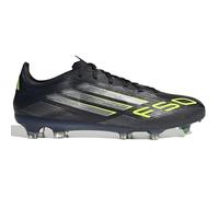 adidas Unisex-Adult F50 Pro Firm Ground Sneaker, Black/Iron Metallic/Lucid Lemon, 9.5 Women/8.5 Men