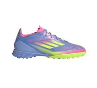 adidas Unisex-Adult F50 Pro Turf, Blue Fusion/Lucid Lemon/Lucid Pink, 12 Women/11 Men
