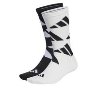 adidas Unisex AEROREADY Crew Logo Brand Love Socks 2 Pairs, White/Black, 13-14.5