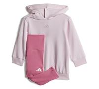 adidas Unisex Baby Little Girls Hooded Fleece Jogger Set, clear pink/white, 12-18 Months