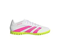 adidas Unisex Club Turf Soccer Cleats Sneaker, White/Lucid Pink/Lucid Lemon, 11 Women/10 Men