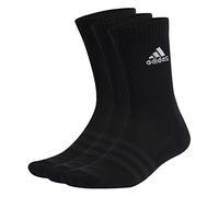 adidas Unisex Cushioned Crew Socks 3 Pairs, Black / White, 6.5-8