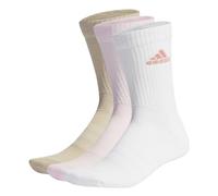 adidas Unisex Cushioned Crew Socks 3 Pairs, Clear Pink / White / Wonder Beige, 10.5-12.5