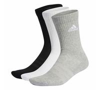 adidas Unisex Cushioned Crew Socks 3 Pairs, Medium Grey Heather / White / Black, 6.5-8