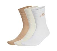 adidas Unisex Cushioned Crew Socks 3 Pairs, White/Wonder White/Warm Sandstone, 10.5-12.5