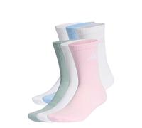 adidas Unisex CUSHIONED CREW SOCKS 6 PAIR PACK, white/clear pink/glow blue/Wonder Sage, 2.5-4