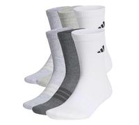 adidas Unisex CUSHIONED CREW SOCKS 6 PAIR PACK, white/light grey heather/medium grey heather/dark grey heather, 13-14.5