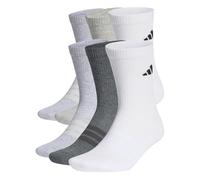 adidas Unisex CUSHIONED CREW SOCKS 6 PAIR PACK, white/light grey heather/medium grey heather/dark grey heather, 10.5-12.5