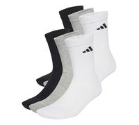 adidas Unisex CUSHIONED CREW SOCKS 6 PAIR PACK, White/Medium Grey Heather/Black, 4.5-6