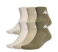 adidas Unisex Cushioned Essentials Ankle Socks 6 Pair Pack, olive strata/Wonder Cargo/wonder alumina, 4.5-6