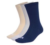 adidas Unisex CUSHIONED ESSENTIALS CREW SOCKS 3 PAIR PACK, Crystal Linen/light grey heather/dark blue, 6.5-8