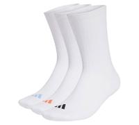 adidas Unisex CUSHIONED ESSENTIALS CREW SOCKS 3 PAIR PACK, white/black/Dusky Orange/glow blue, 8.5-10