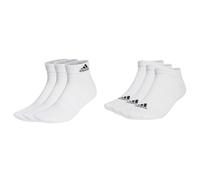 adidas Unisex Cushioned Sportswear 3 Pairs Ankle Socks, White/Black, L & Unisex Thin and Light Sportswear 3 Pairs Low-Cut Socks, White/Black, L