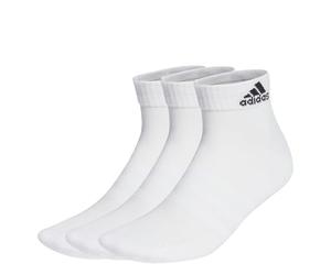 adidas Unisex Cushioned Sportswear Ankle Socks 3 Pairs, White/Black, 13-14.5
