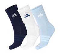 adidas Unisex CUSHIONED SPORTSWEAR CREW SOCKS 3 PAIR PACK, dark blue/white/glow blue, 10.5-12.5