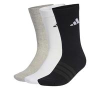 adidas Unisex CUSHIONED SPORTSWEAR CREW SOCKS 3 PAIR PACK, medium grey heather/white/black, 4.5-6