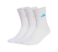adidas Unisex CUSHIONED SPORTSWEAR CREW SOCKS 3 PAIR PACK, white/Lucid Orange/lucid red, 10.5-12.5