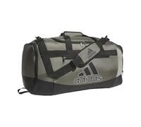 adidas Defender 4.0 Duffel Bag, Olive Strata Green/Black/Silver Metallic, Medium (66L), Defender 4.0 Duffel Bag, Durable Athletic Sports Gym Travel Bag for Men and Women