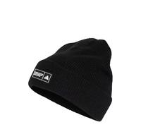 adidas Unisex Essentials Label Beanie Cuffed Hat, Black/White, XXS-XS