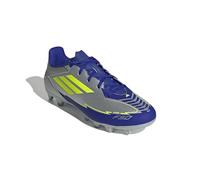 adidas Unisex F50 Club Football Boots FG/MG, Silver met./Solar Yellow/Lucid Blue, 10 UK