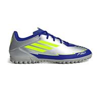 adidas Unisex F50 Club Football Boots Turf, Silver met./Solar Yellow/Lucid Blue, 7.5 UK