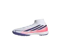 adidas Unisex F50 Hyperfast League Mid Turf Football Shoes, FTWR White/Solar Purple/Solar Turbo, 9.5 UK
