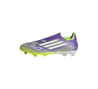 adidas Unisex F50 League Laceless Firm Ground Football Boots, Purple Rush/Cloud White/Lucid Lemon, 9.5 UK