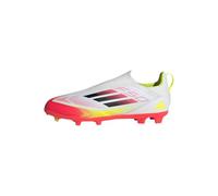 adidas Unisex F50 League Laceless Football Boots FG/MG Kids Sneaker, FTWR White/core Black/Solar Yellow, 4 UK