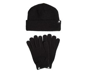 adidas Unisex Glove + Beanie Pack Hat, Black/White, S-M