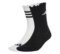 adidas Sportswear Women's Frill Socks 2 Pack - Black/White, Black, Size M, Women Black