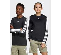 adidas Unisex Junior Training Essentials 3 Stripe Long Sleeve Top, Black/White, Size 5-6 Years Black/White