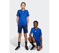 adidas Unisex Junior Training Essentials 3 Stripe T-Shirt & Short Set - Blue, Blue, Size 7-8 Years Blue