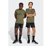 adidas Unisex Junior Training Essentials Print T-Shirt & Short Set - Khaki, Khaki, Size 15-16 Years Khaki