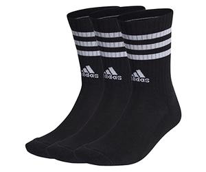adidas Unisex Kids 3-Stripes Cushioned Crew Socks 3 Pairs, Black/White, 5-6 Years
