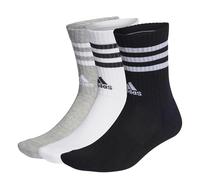 adidas Unisex Kids 3-Stripes Cushioned Crew Socks 3 Pairs, Medium Grey Heather/White/Black/White, 6-7 Years