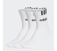 adidas Unisex Kids 3-Stripes Linear Half-Crew Cushioned Socks 3 Pairs, White/Black, 7-8 Years